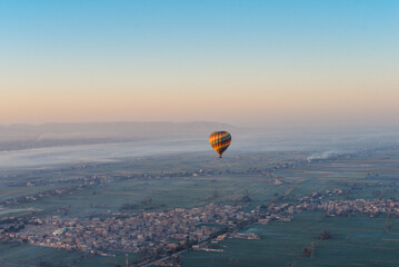 Air balloon flying around Luxor, Egypt