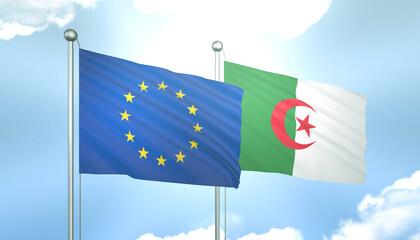 European Union and Algeria Flag Together A Concept of Realations