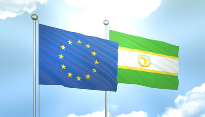 European Union and African Union Flag Together A Concept of Realations