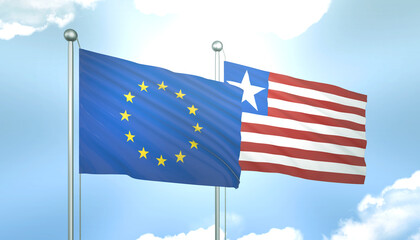 European Union and Liberia Flag Together A Concept of Realations