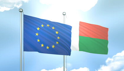 European Union and Madagascar Flag Together A Concept of Realations