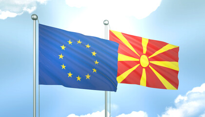 European Union and Macedonia Flag Together A Concept of Realations
