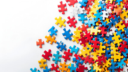 Colorful autism awareness puzzle background, generative AI
