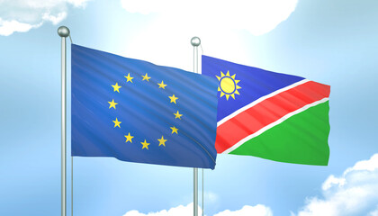 European Union and Namibia Flag Together A Concept of Realations