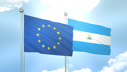 European Union and Nicaragua Flag Together A Concept of Realations