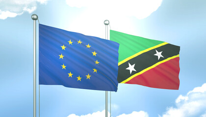 European Union and Saint Kitts and Nevis Flag Together A Concept of Realations