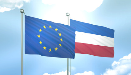 European Union and Serbia and Montenegro Flag Together A Concept of Realations