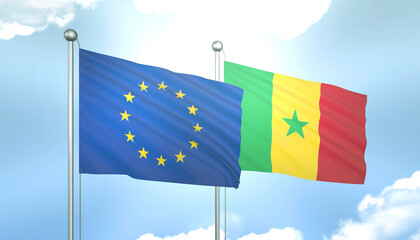 European Union and Senegal Flag Together A Concept of Realations