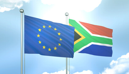 European Union and South Africa Flag Together A Concept of Realations
