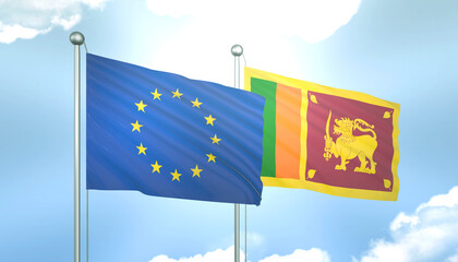 European Union and .Sri Lanka Flag Together A Concept of Realations