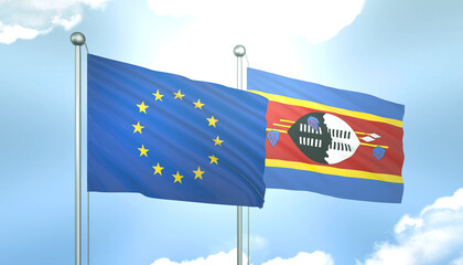 European Union and Swaziland Flag Together A Concept of Realations