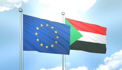 European Union and Sudan Flag Together A Concept of Realations