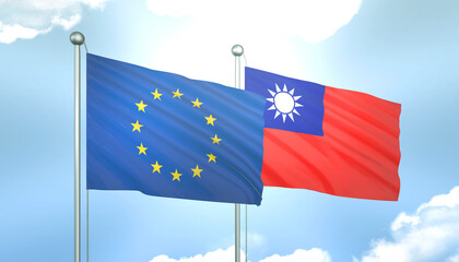 European Union and Taiwan Flag Together A Concept of Realations