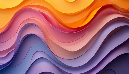 3D abstact background with paper cut shapes wave, colorful retro colors sculpture wallpaper, graceful curves banner. Dynamic concept of minimalistic business presentations, flyers, posters, cards