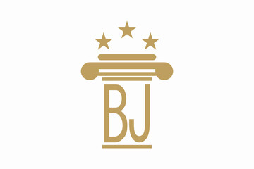 initials law firm logo with letter logo bj consept premium vector