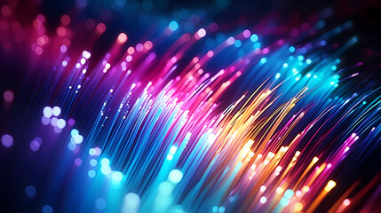 Colorful optical fiber intense color technology background