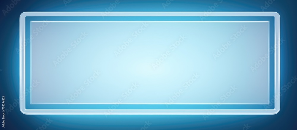 Poster a rectangular blue neon frame stands out against a matching blue background, creating a bold and mod