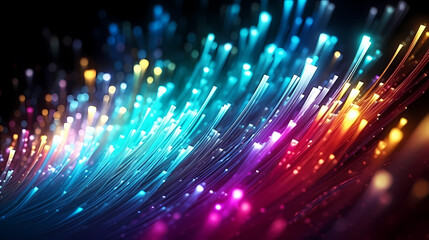 Fototapeta na wymiar Colorful optical fiber intense color technology background