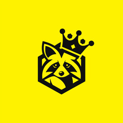 raccoon logo design. raccoon with crown. raccoon head logo vector © Edi priyatno