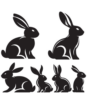 Hand Drawn Animals Silhouette Set Illustration, Happy Easter Sunday
