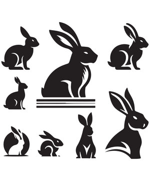 Hand Drawn Animals Silhouette Set Illustration, Happy Easter Sunday