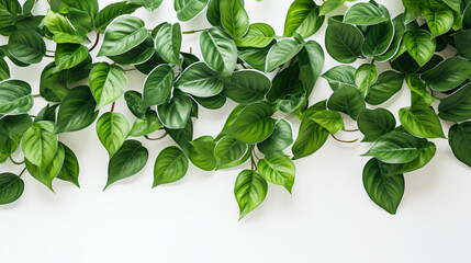 Overhead view of houseplants green leaves on white  - Powered by Adobe