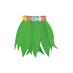 Hawaiian beach skirt made of tropical leaves and flowers. - 754299437