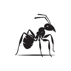 Tiny Titans: Vector Ant Silhouette - Capturing the Industriousness and Strength of Nature's Minuscule Worker. Minimalist ant illustration