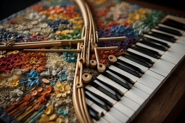 Colored piano , violin, saxophone - obrazy, fototapety, plakaty