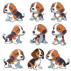 Vector set of cute dog cartoons illustration on Isolated Background
