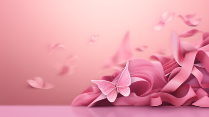 Pink background for Breast Cancer Month promoting awar