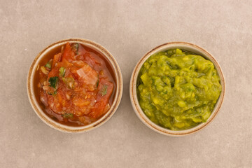 Traditional Mexican Sauce Guacamole and Salsa.