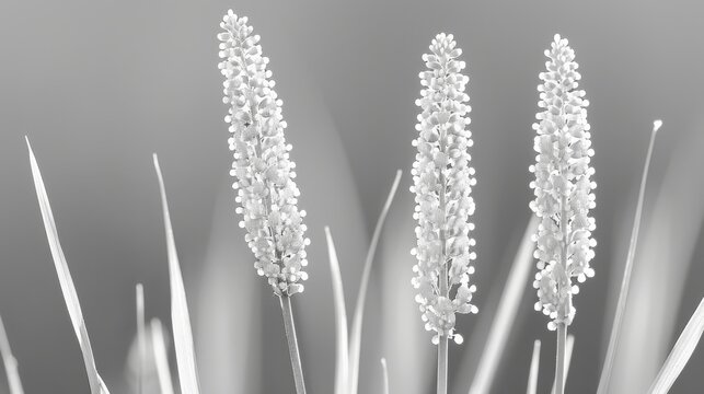  a black and white photo of a bunch of flowers that are in the middle of a plant with long stems.