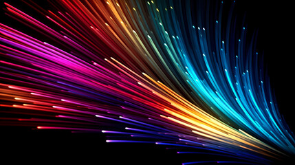 Colorful optical fiber intense color technology background