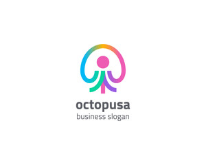 Creative colorful abstract octopus logo gradient