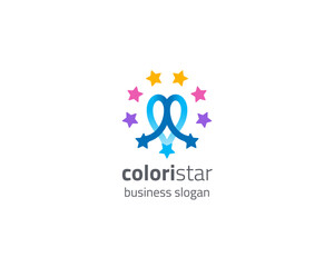 Creative colorful abstract flat star logo