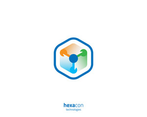 Creative colorful hexagon connection logo