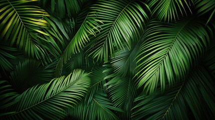 coconut leaves , abstract green dark texture, nature background, tropical leaf