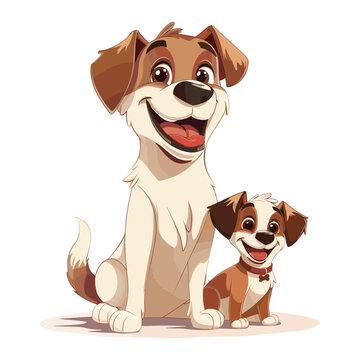 Vector Cheerful Cute Dog on Isolated Background