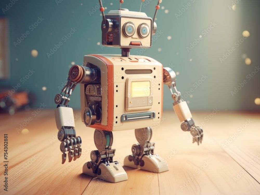 Poster robot builder. retro futurism. generative ai
