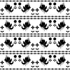 White and black cartoon tile with birds..Seamless baby pattern for print as a background. © valin1