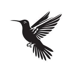 Minimalist Flight: Vector Hummingbird Silhouette - Capturing the Grace and Elegance of Nature's Tiny Aviator. Minimalist vector, hummingbird illustration.