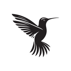 Minimalist Flight: Vector Hummingbird Silhouette - Capturing the Grace and Elegance of Nature's Tiny Aviator. Minimalist vector, hummingbird illustration.