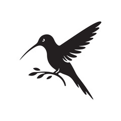 Minimalist Flight: Vector Hummingbird Silhouette - Capturing the Grace and Elegance of Nature's Tiny Aviator. Minimalist vector, hummingbird illustration.