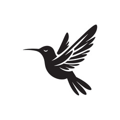 Minimalist Flight: Vector Hummingbird Silhouette - Capturing the Grace and Elegance of Nature's Tiny Aviator. Minimalist vector, hummingbird illustration.