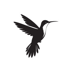 Minimalist Flight: Vector Hummingbird Silhouette - Capturing the Grace and Elegance of Nature's Tiny Aviator. Minimalist vector, hummingbird illustration.