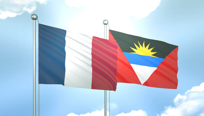 France and Antigua Barbuda Flag Together A Concept of Realations