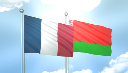 France and Belarus Flag Together A Concept of Realations