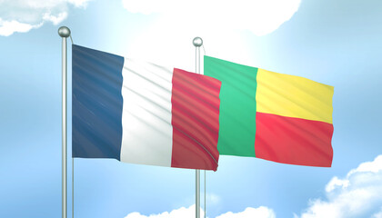 France and Benin Flag Together A Concept of Realations
