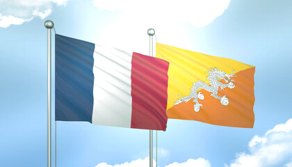 France and Bhutan Flag Together A Concept of Realations